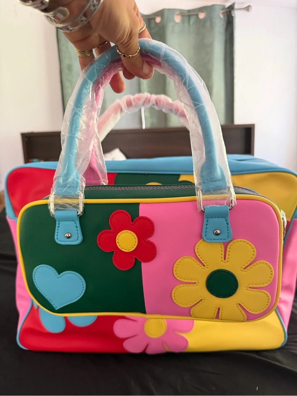 Dolls kill free luv Colorful Patchwork Weekender Bag with matching handbag - Picture 3 of 6